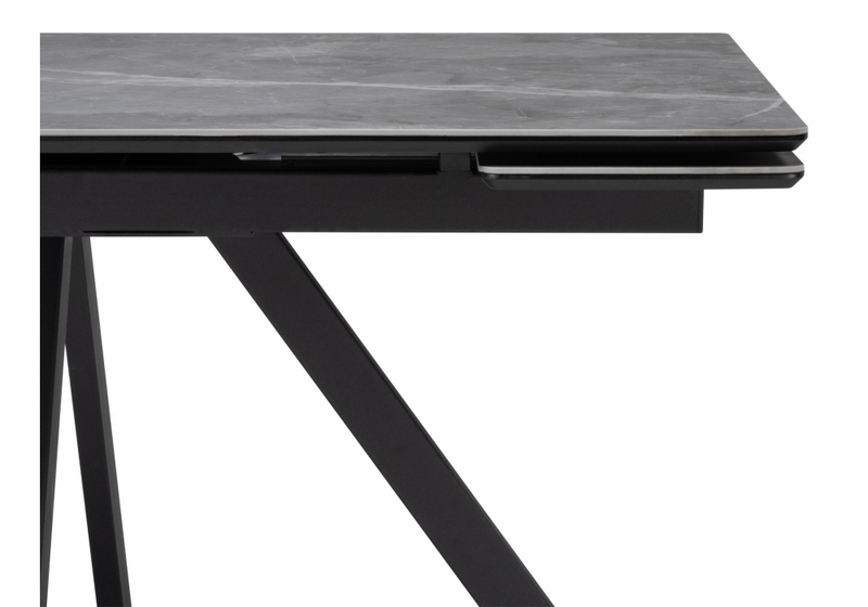 Керамический стол, Вилли 140(200)х80 серый мрамор larka grey / черный