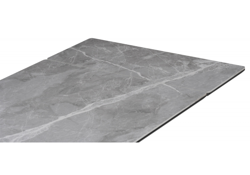 Керамический стол, Вилли 140(200)х80 серый мрамор larka grey / черный