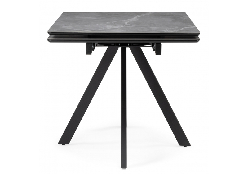 Керамический стол, Вилли 140(200)х80 серый мрамор larka grey / черный