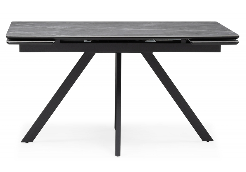 Керамический стол, Вилли 140(200)х80 серый мрамор larka grey / черный