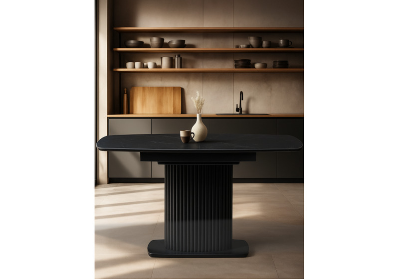 Керамический стол, Фестер 140(180)х80 черный мрамор shakespeare black / черный