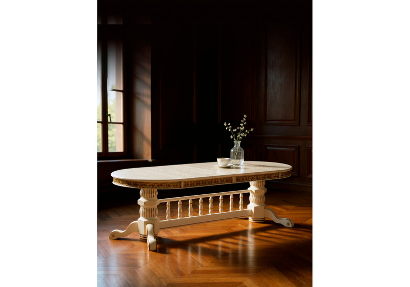 Стол деревянный, Кассиль крем / золотая патина