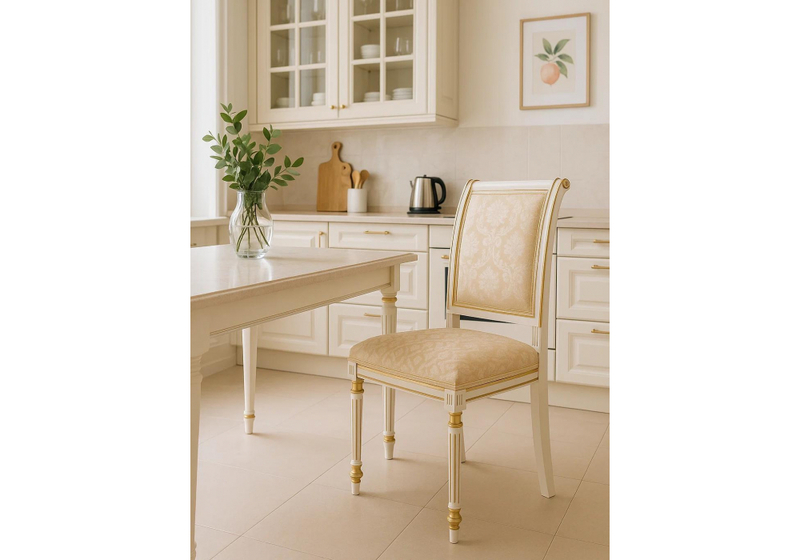 Стул деревянный, Рембрандт молочный / золото патина