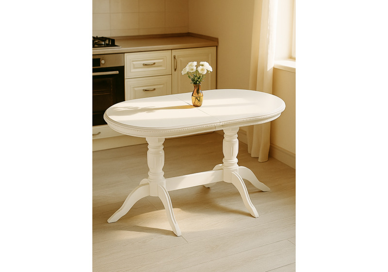 Стол деревянный, Эритрин овальный белый