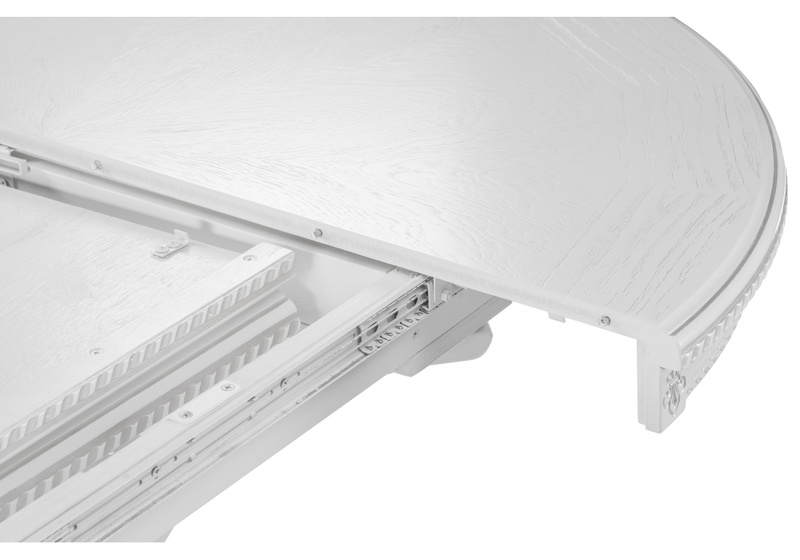 Стол деревянный, Нозеан круглый белый / серебро