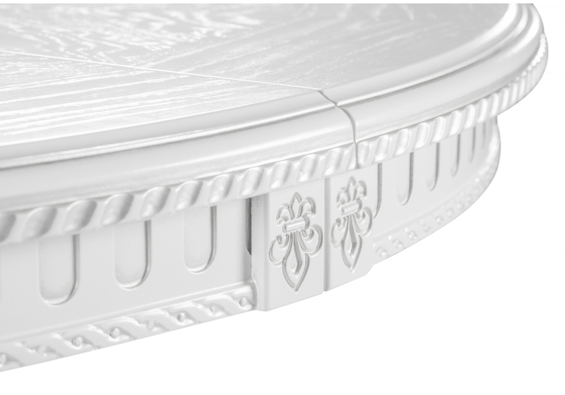 Стол деревянный, Нозеан круглый белый / серебро