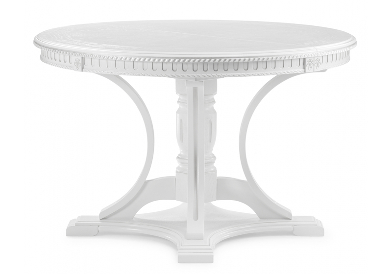 Стол деревянный, Нозеан круглый белый / серебро