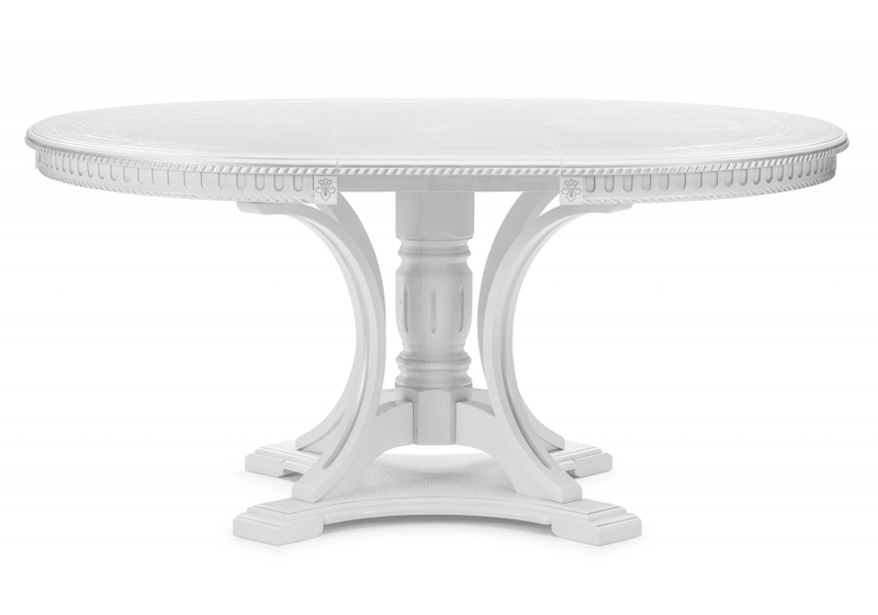 Стол деревянный, Нозеан круглый белый / серебро