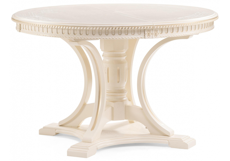 Стол деревянный, Нозеан круглый бежевый / золото