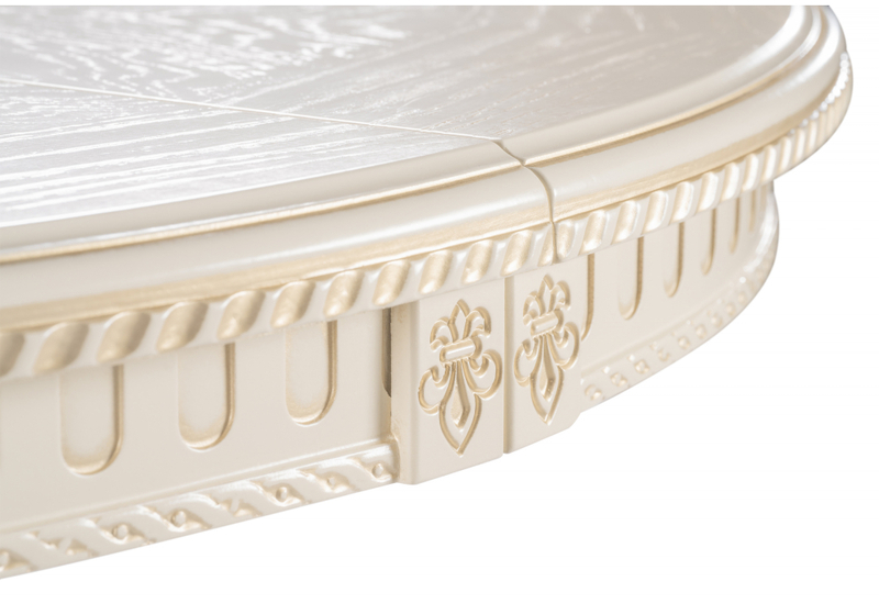 Стол деревянный, Нозеан круглый бежевый / золото