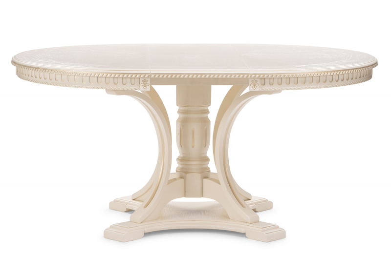 Стол деревянный, Нозеан круглый бежевый / золото