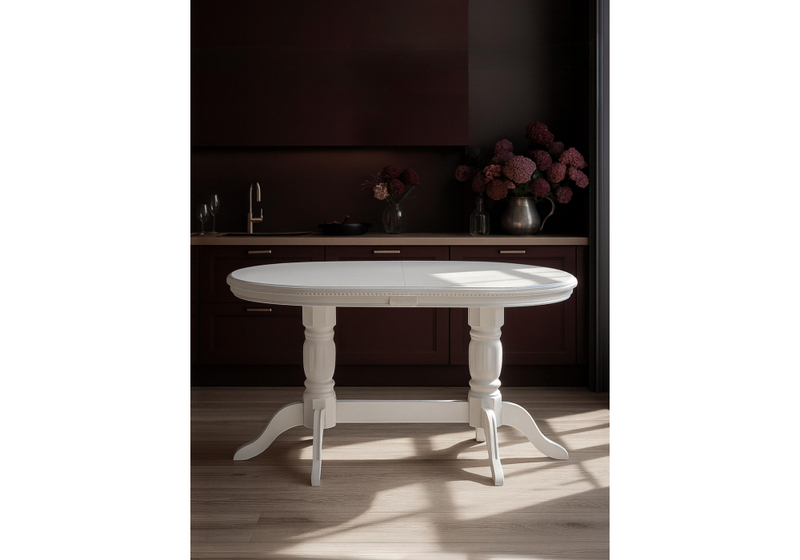 Стол деревянный, Эвклаз овальный белый