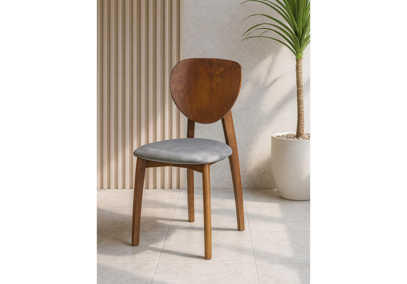 Стул деревянный, Окава ткань tenerife stone / миланский орех