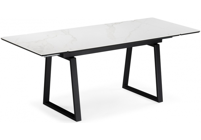 Керамический стол, Джек 140(200)х80 белый мрамор alpin white / черный