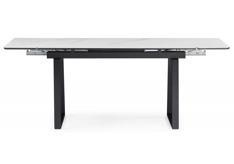 Керамический стол, Джек 140(200)х80 белый мрамор alpin white / черный