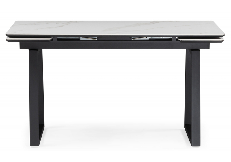 Керамический стол, Джек 140(200)х80 белый мрамор alpin white / черный