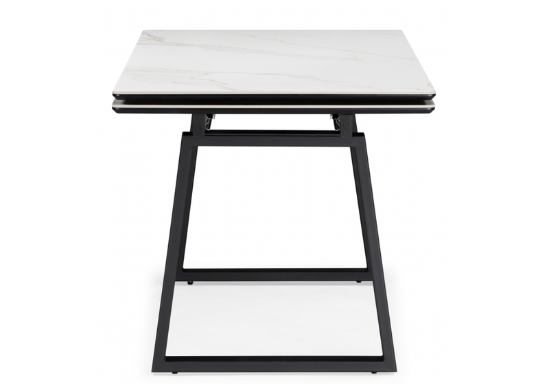 Керамический стол, Джек 140(200)х80 белый мрамор alpin white / черный