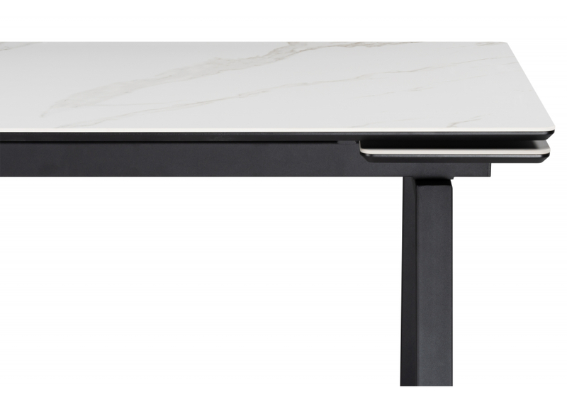 Керамический стол, Джек 140(200)х80 белый мрамор alpin white / черный