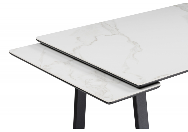 Керамический стол, Джек 140(200)х80 белый мрамор alpin white / черный