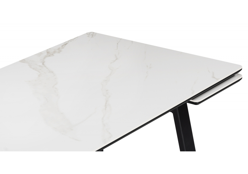 Керамический стол, Джек 140(200)х80 белый мрамор alpin white / черный