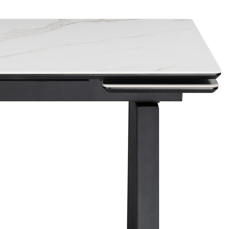 Керамический стол, Джек 140(200)х80 белый мрамор alpin white / черный