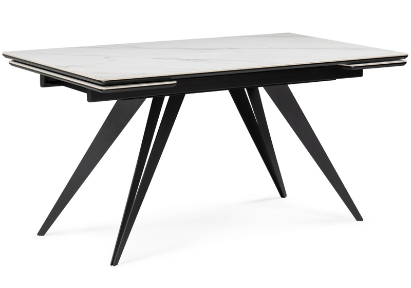 Керамический стол, Дарвин 140(200)х80 белый мрамор snow white / черный