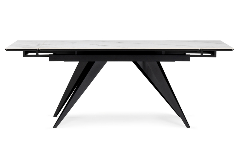 Керамический стол, Дарвин 140(200)х80 белый мрамор snow white / черный