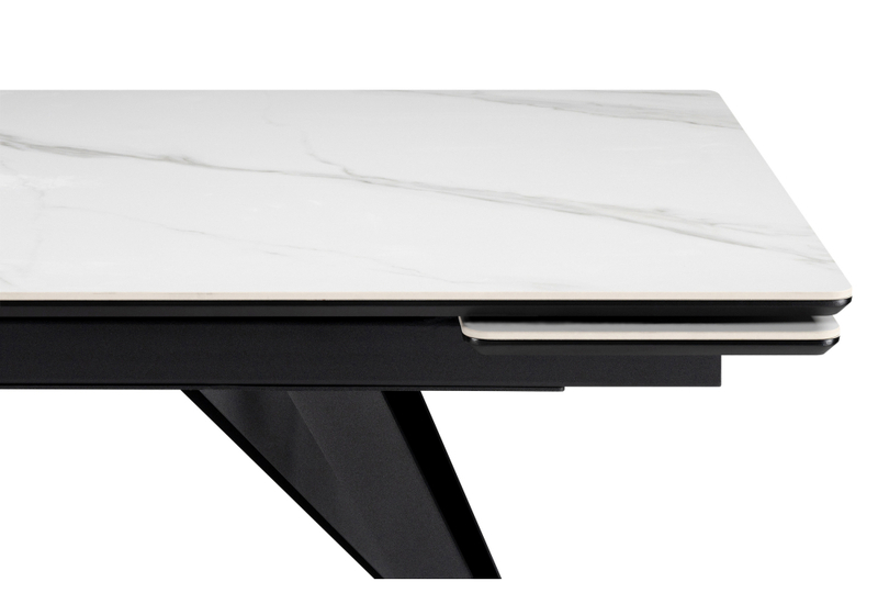 Керамический стол, Дарвин 140(200)х80 белый мрамор snow white / черный