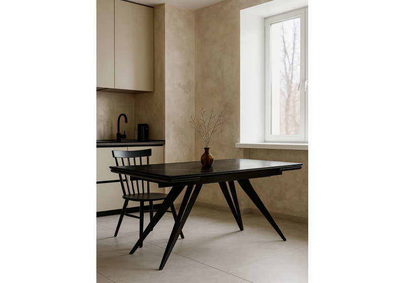 Керамический стол, Дарвин 140(200)х80 черный мрамор shakespeare black / черный