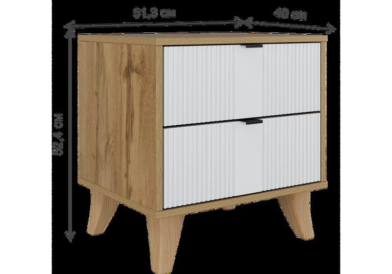 Тумба прикроватная, Лорена дуб вотан / белый