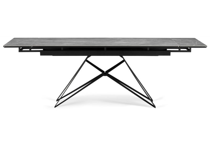 Керамический стол, Блэкберн 160(220)х89 серый мрамор larka grey / черный