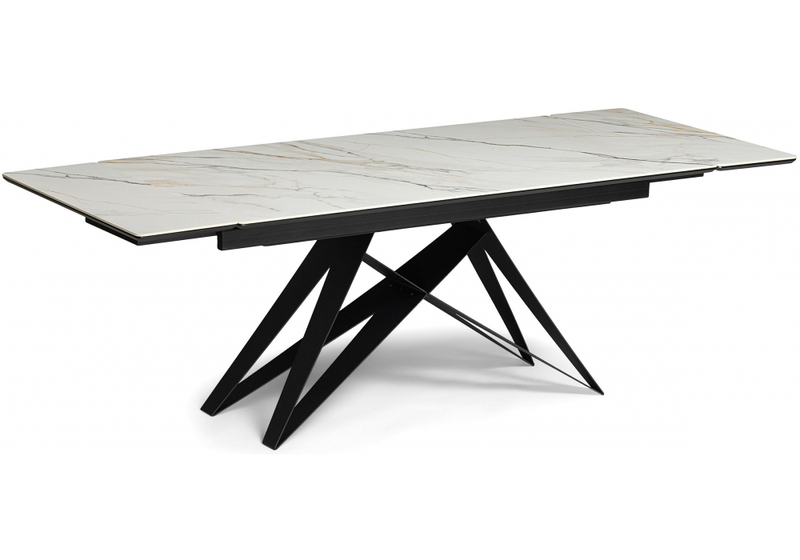 Керамический стол, Блэкберн 160(220)х89 белый gilt white / черный