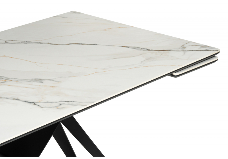 Керамический стол, Блэкберн 160(220)х89 белый gilt white / черный