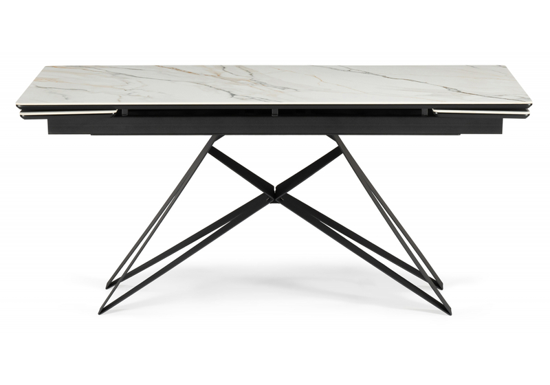 Керамический стол, Блэкберн 160(220)х89 белый gilt white / черный