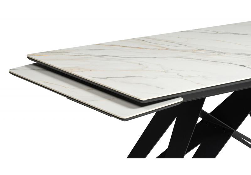 Керамический стол, Блэкберн 160(220)х89 белый gilt white / черный