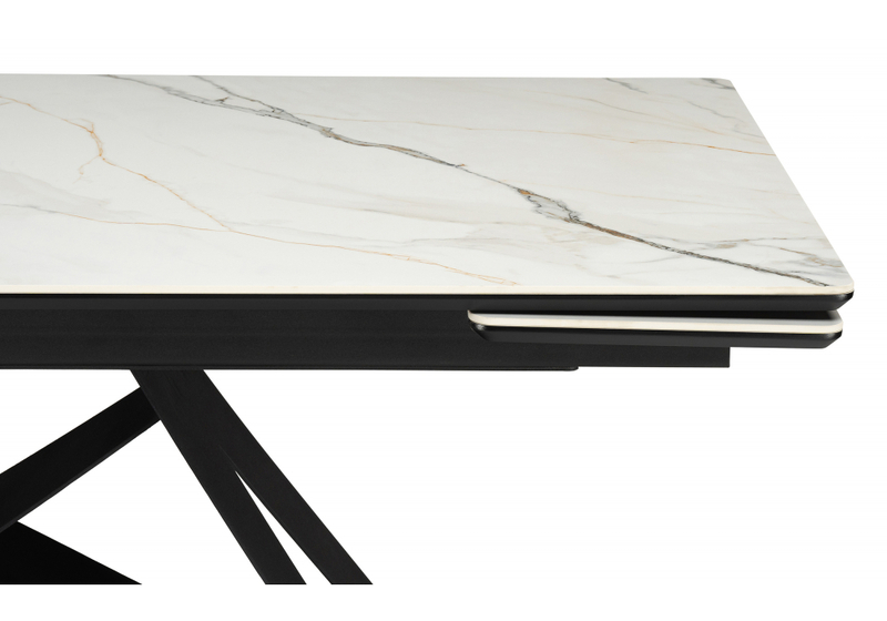 Керамический стол, Блэкберн 160(220)х89 белый gilt white / черный