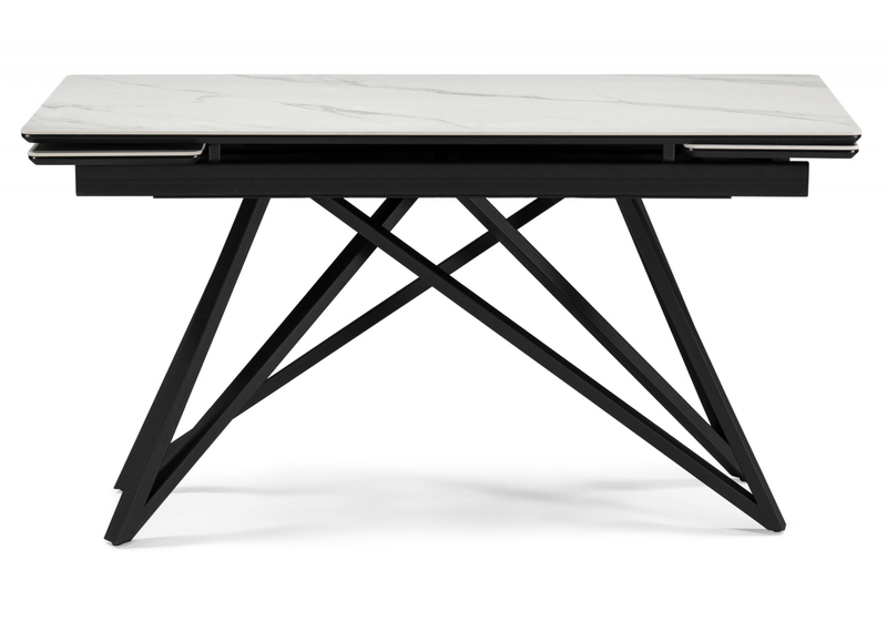 Керамический стол, Вилсон 140(200)х80 белый мрамор snow white / черный