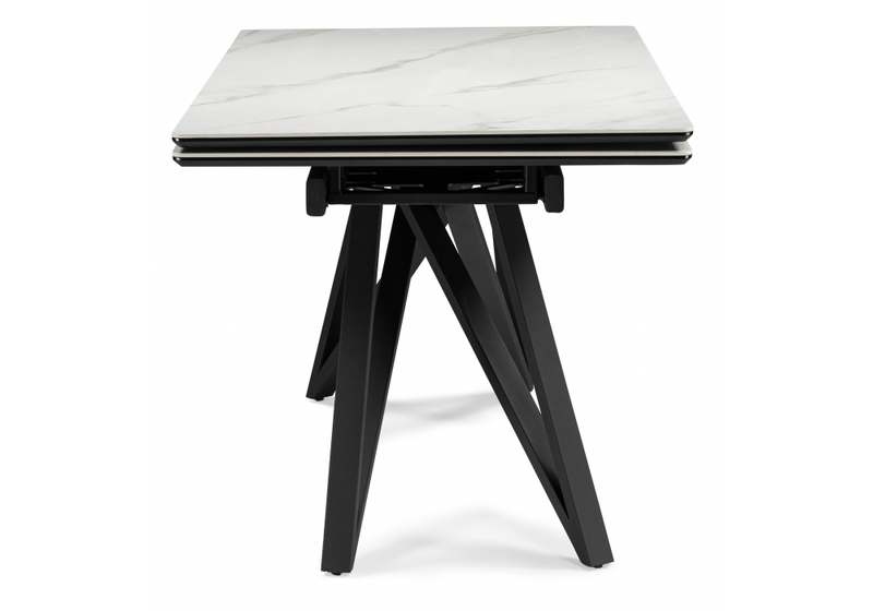 Керамический стол, Вилсон 140(200)х80 белый мрамор snow white / черный