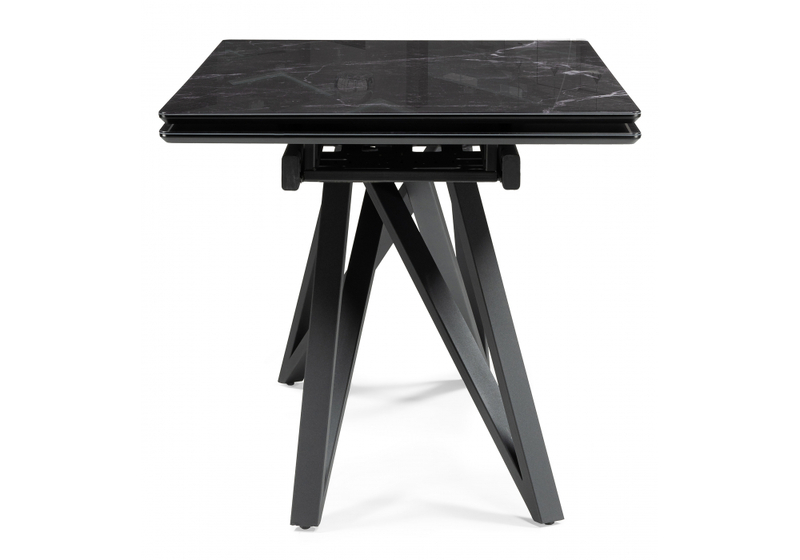Стол стеклянный, Вилсон 140(200)х80 черный мрамор / черный