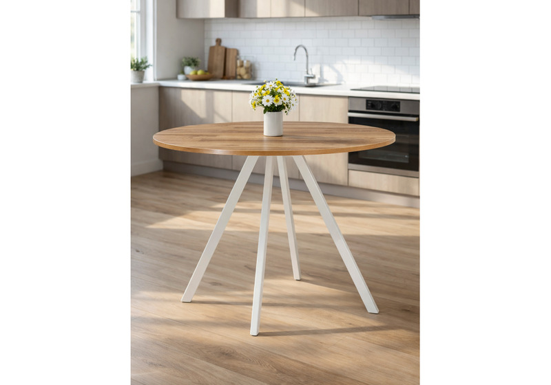 Стол деревянный, Баргел 90х90х75 дуб вотан / белый