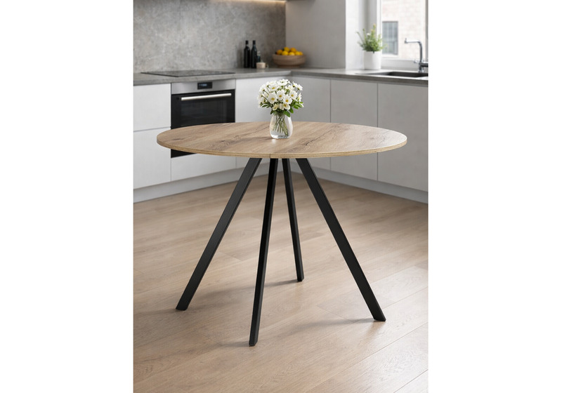 Стол деревянный, Баргел 90х90х75 дуб делано / черный