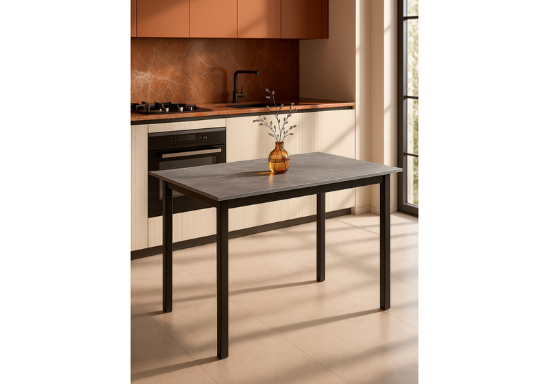 Стол деревянный, Аркон 110(130)х68х75 бетон / черный