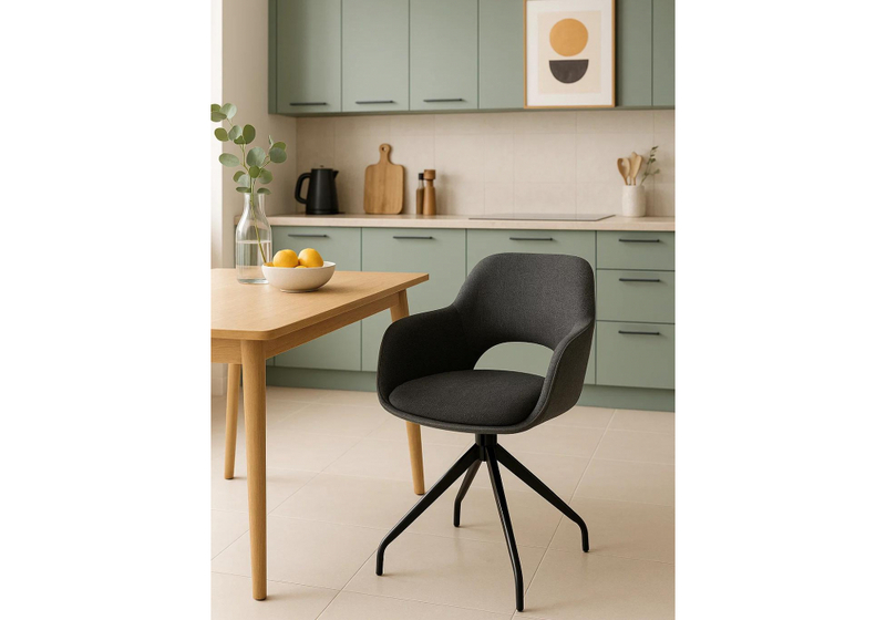 Стул на металлокаркасе, Memfis graphite / black