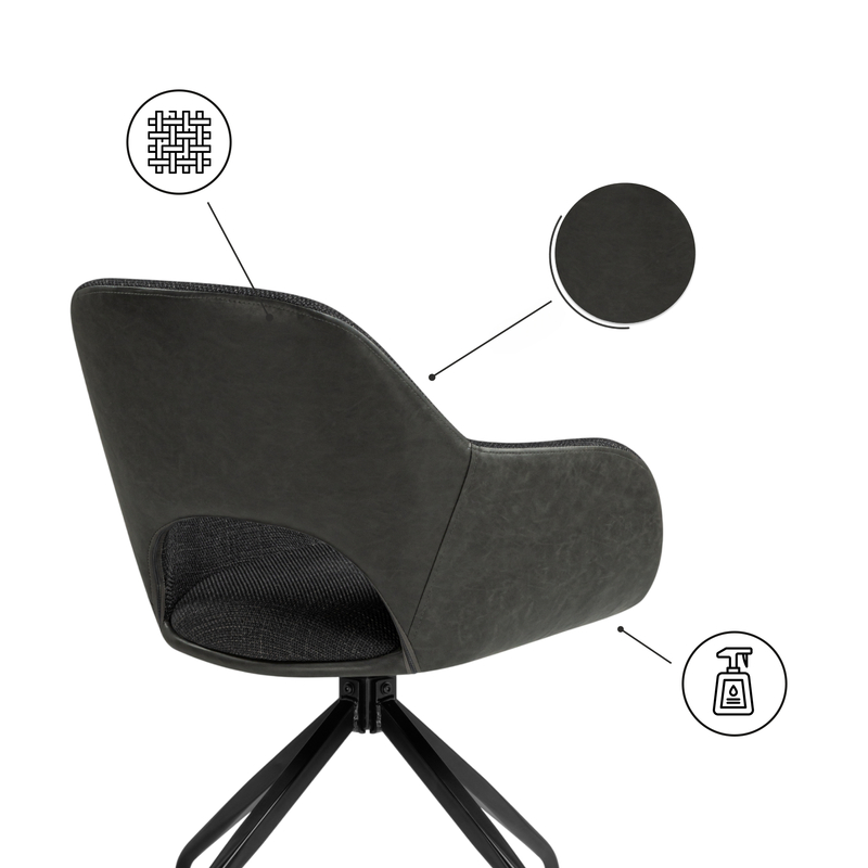 Стул на металлокаркасе, Memfis graphite / black