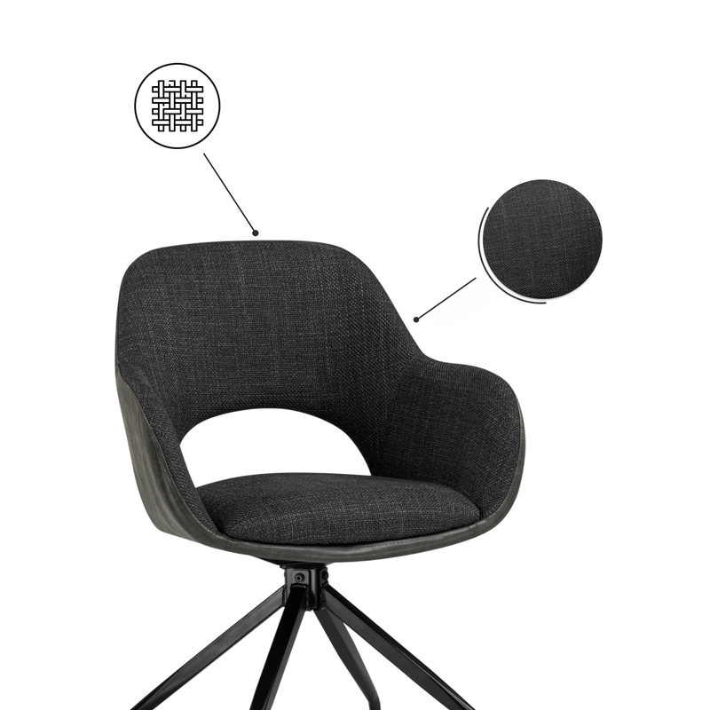 Стул на металлокаркасе, Memfis graphite / black