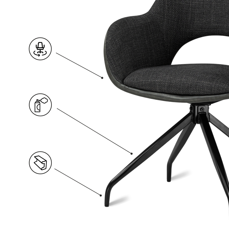 Стул на металлокаркасе, Memfis graphite / black