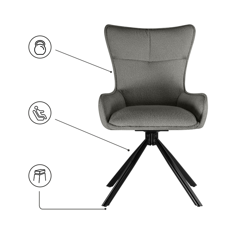 Стул на металлокаркасе, Chicago light gray / black