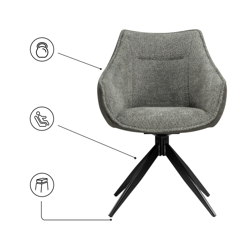 Стул на металлокаркасе, Kansas gray / graphite gray / black