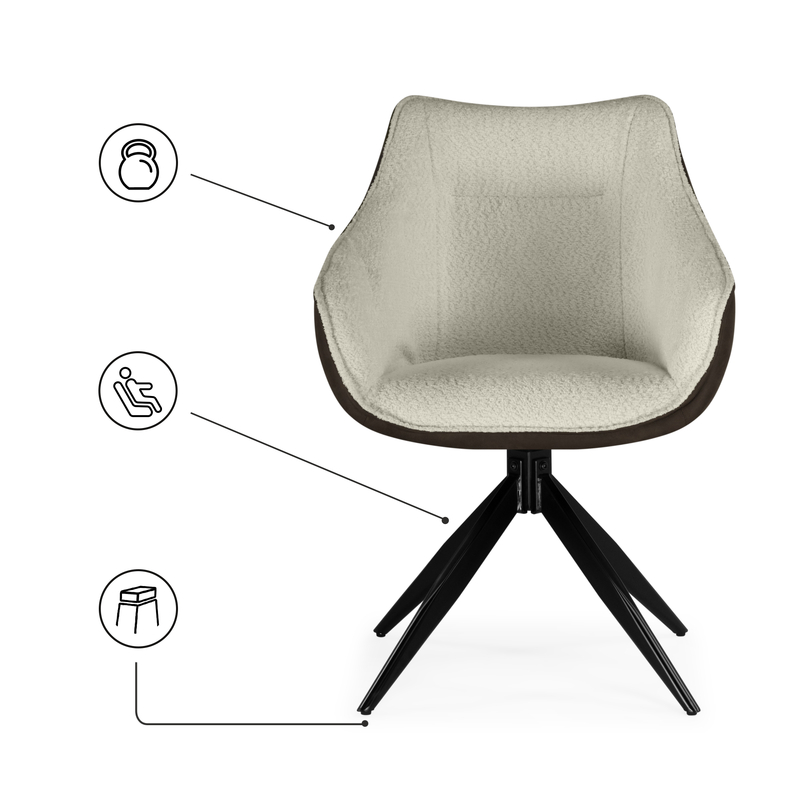 Стул на металлокаркасе, Kansas brown / cream / black