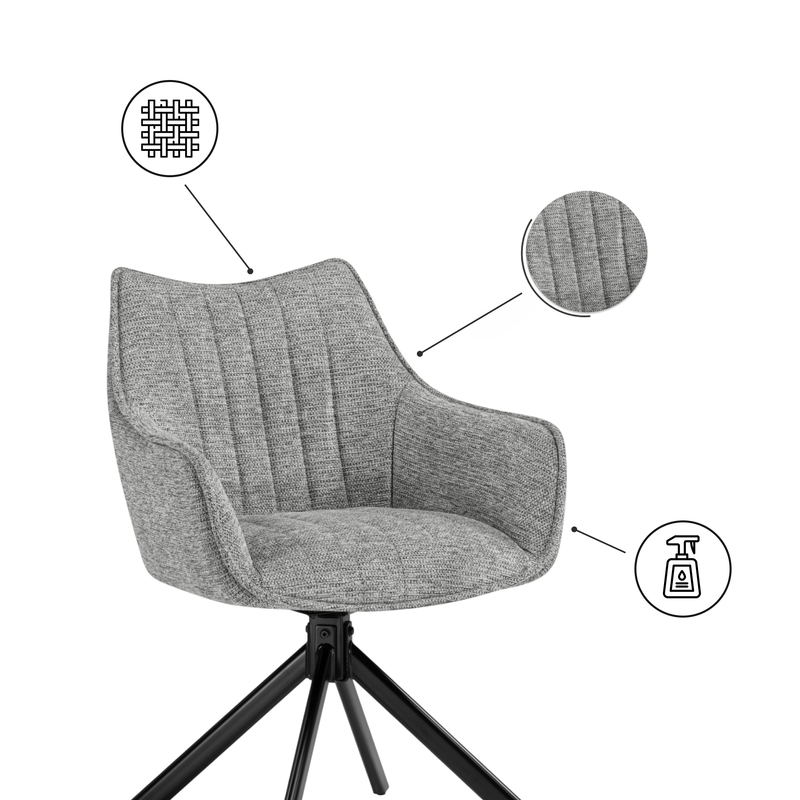 Стул на металлокаркасе, Denever gray / black